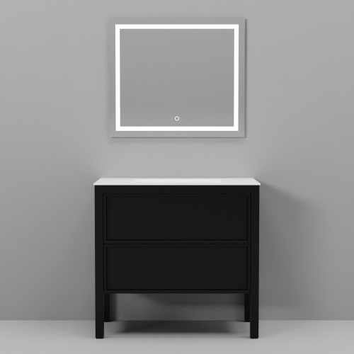 Тумба с раковиной+зеркало Art Decco Elisa (Элиса) AES09F78S1M0 90x45x85 напольная цвет черный дуб