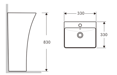 Раковина из санфаянса CeramaLux G515 33х33 напольная цвет белый 1 отверстие под смеситель - фото 4
