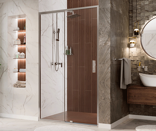 Душевая дверь Wasserkraft Berkel 48P 48P27 80х200 стекло прозрачное профиль хром глянцевый - фото 3