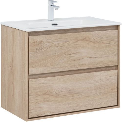 Тумба под раковину Aquanet Милан 00336384 80х45х64 подвесная цвет светлое дерево