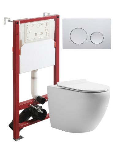 Комплект унитаз с инсталляцией и клавишей смыва Orange CI07-100W+APB100