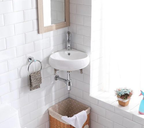 Раковина из санфаянса CeramaLux 9359 35х35 подвесная цвет белый 1 отверстие под смеситель