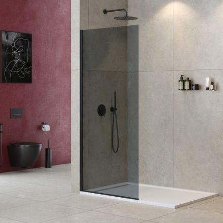 Душевая перегородка Cezares LIBERTA LIBERTA-L-1-TB-90-GR-NERO 90х195 стекло тонированное профиль черный