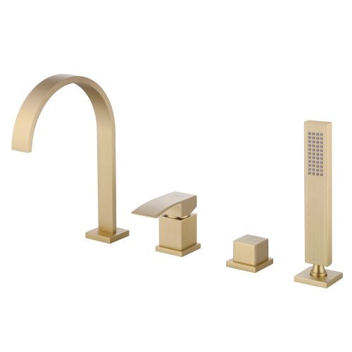 Смеситель ABBER Wasserfall AF8613G на борт ванны золото матовое