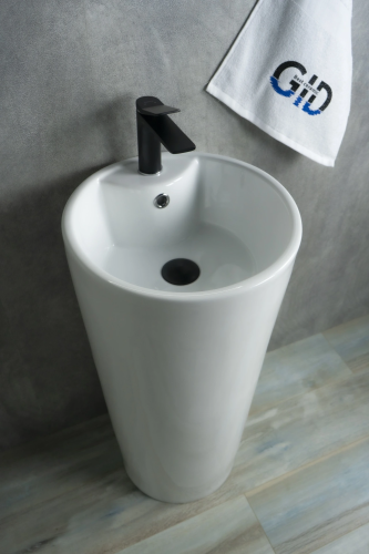 Раковина керамическая Gid Autonomo 81112 40х40 напольная цвет белый 1 отверстие под смеситель