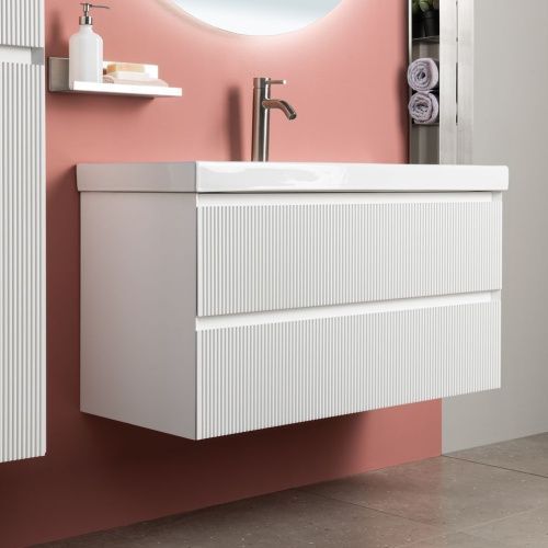 Тумба под раковину Aquanet Альтера 00337157 99х45х52 подвесная цвет белый