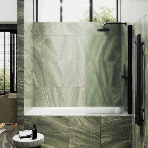 Душевая шторка на ванну Maybah Glass MGV-610-6 50х140 стекло тонированное профиль черный ориентация универсальная
