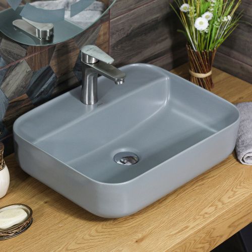 Раковина из сантехнического фарфора Melana 320355MG-805 51х39 накладная цвет серый 1 отверстие под смеситель