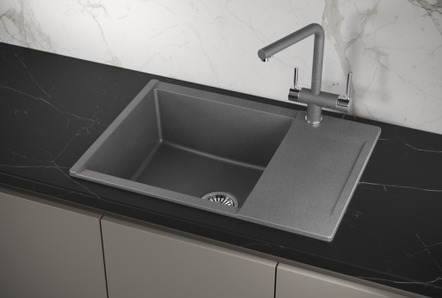 Кухонная мойка Granula 7003, ГРАФИТ 70х50 цвет графит поверхность матовая