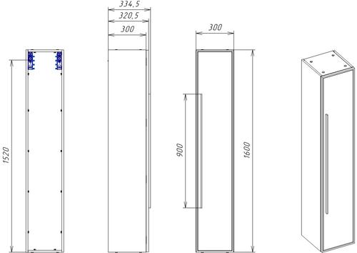 Шкаф-пенал La Fenice Elba FNC-05-ELB-G-30 30х30х160 подвесная цвет серый матовый - фото 2