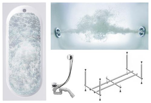 Ванна акриловая гидромассажная Timo ROHA ROHA1570-KT15-SPV1505-T-CM 150х70 пристенная прямоугольная с каркасом