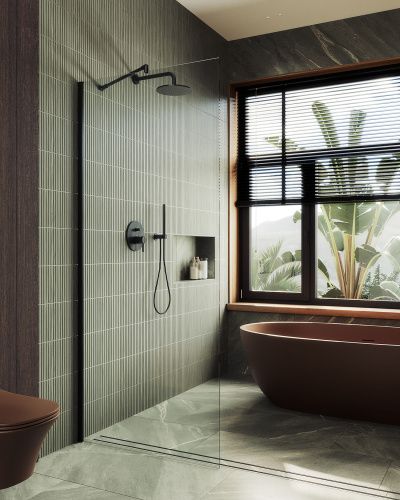 Душевая перегородка Maybah Glass MGD-683-6ш 119х195 стекло прозрачное профиль черный