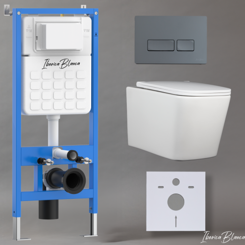 Комплект унитаз с инталляцией и клавишей смыва Iberica Blanca TOLEDO ALTO IB001.TLA.234.218