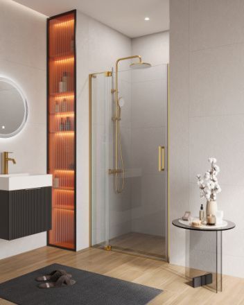 Душевая дверь Cezares SLIDER SLIDER-B-1-90/100-C-BORO 100х195 стекло прозрачное профиль золото брашированное