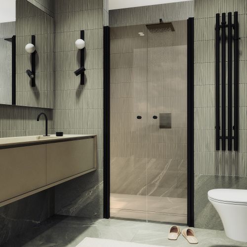 Душевая дверь Maybah Glass MGD-434-6 80х198 стекло тонированное профиль черный