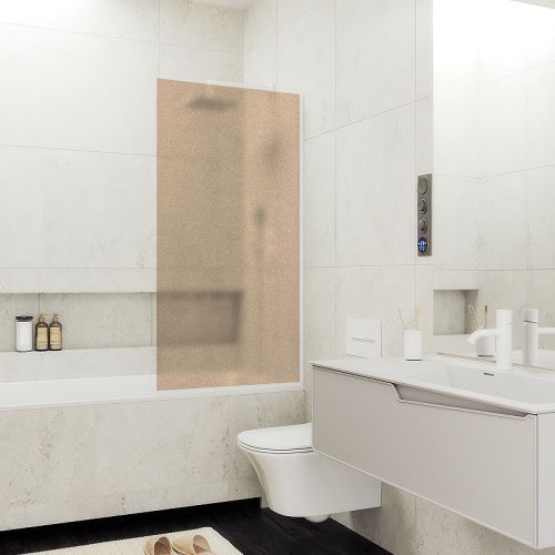 Душевая шторка на ванну Maybah Glass MGV-77-1у 90х140 стекло тонированное профиль белый ориентация универсальная