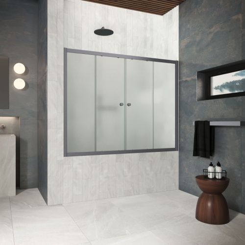 Душевая шторка на ванну Vegas-Glass Z2V Protec Z2V Protec 200 06 10 200х140 стекло матовое профиль вороненая сталь ориентация универсальная
