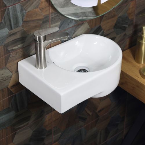 Раковина из сантехнического фарфора Melana 320347R-805 42х27 подвесная цвет белый 1 отверстие под смеситель