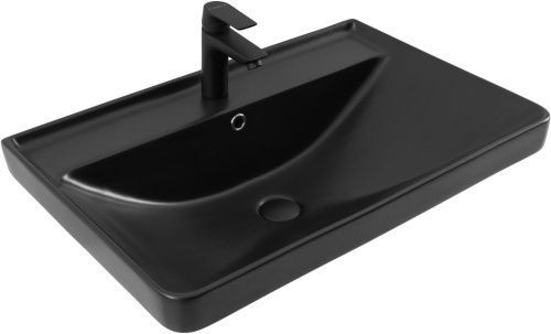 Раковина керамическая Aquanet Ирис 00329248 71х48 полувстраиваемая цвет черный 1 отверстие под смеситель