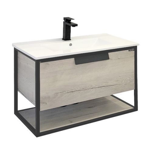 Тумба с раковиной Comforty Бонн 00-00011781CF 91х47х52 подвесная цвет дуб дымчатый