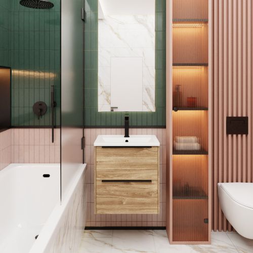 Тумба под раковину La Fenice Tesoro FNC-01-TES-DKK-60-2 59х39х62 подвесная цвет коричневый матовый