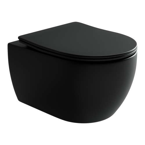 Унитаз подвесной Ceramica Nova PLAY CN3001MB черный матовый с сиденьем микролифт безободковый душевой смыв
