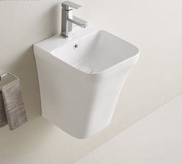 Раковина из санфаянса CeramaLux 500P 37х40 подвесная цвет белый глянцевый 1 отверстие под смеситель