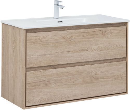 Тумба под раковину Aquanet Милан 00336385 100х45х64 подвесная цвет светлое дерево