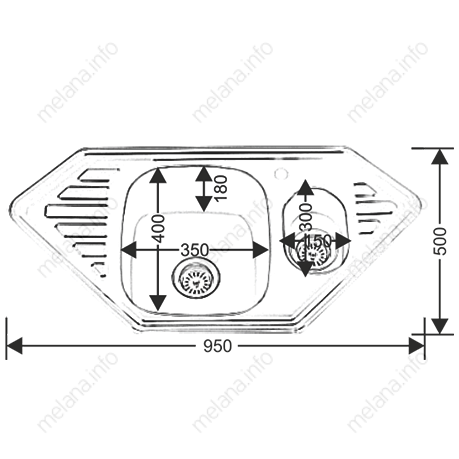 Кухонная мойка Melana 222 C t (*7) 95х50 цвет хром - фото 4