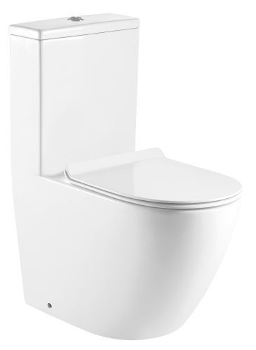 Унитаз напольный с бачком Azario MORANO AZ-1001-G белый с сиденьем микролифт безободковый каскадный смыв