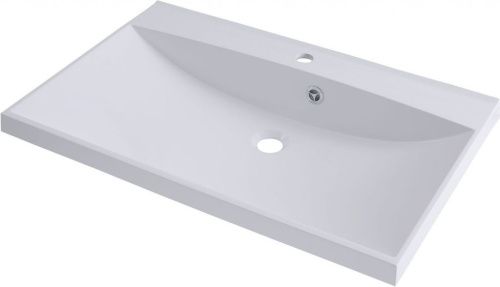 Раковина из литьевого мрамора Aquanet Нота NEW 00204118 75х48 полувстраиваемая цвет белый 1 отверстие под смеситель