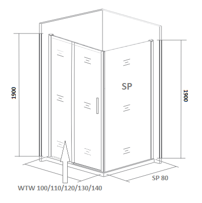 Боковая стенка GOOD DOOR SPIRIT СП00015 80х190 стекло прозрачное профиль хром - фото 4