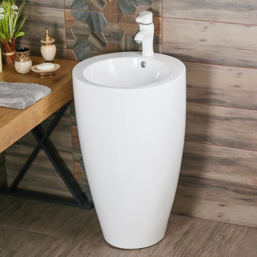 Раковина из сантехнического фарфора Melana B133-805 50х50 напольная цвет белый 1 отверстие под смеситель