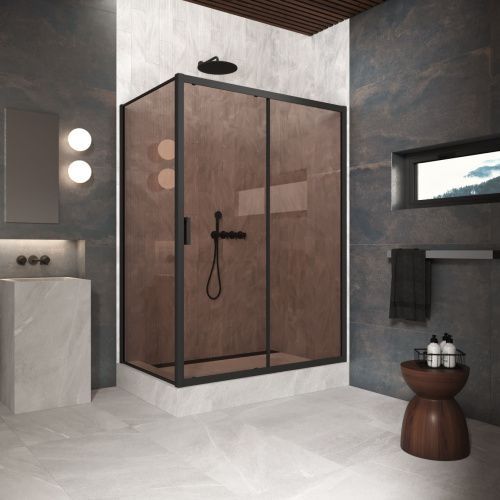 Душевой уголок Vegas-Glass ZP+ZPV Protec ZP+ZPV Protec h1900 170*70 02М 05 170х70 стекло тонированное профиль черный без поддона