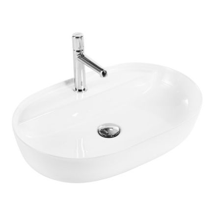 Раковина из сантехнического фаянса BelBagno BB1346 60х40 накладная цвет белый 1 отверстие под смеситель