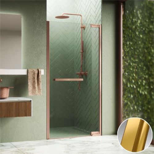 Душевая дверь Novellini N180 N1801B90-1P 90х200 стекло прозрачное профиль золото брашированное