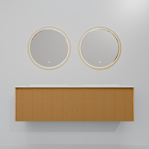 Тумба с раковиной+зеркало Art Decco Elizabeth (Элизабет) AEL14W11D1M0 140x45x40 подвесная цвет белый дуб