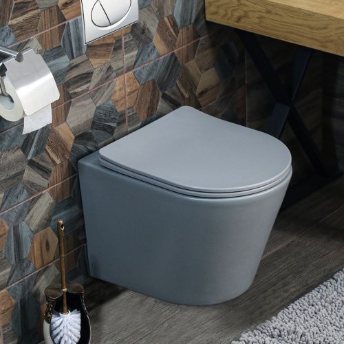 Унитаз подвесной Melana MLN-310302MG серый с сиденьем микролифт безободковый душевой смыв