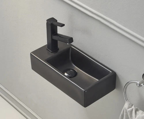 Раковина керамическая Gid Suspendido 62201R 41х21 подвесная цвет черный матовый 1 отверстие под смеситель