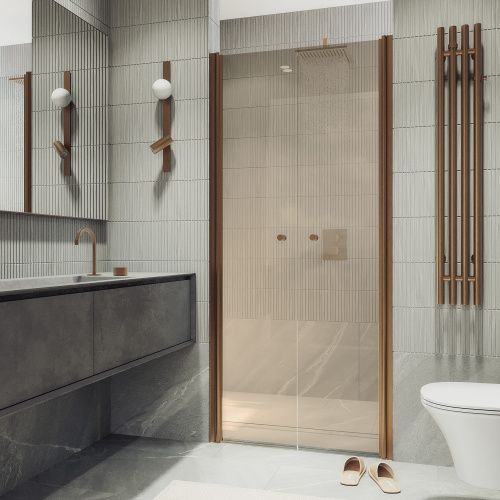 Душевая дверь Maybah Glass MGD-434-2 80х198 стекло тонированное профиль бронза