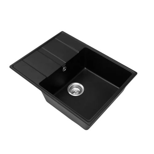 Кухонная мойка Grandex Aqua 600315 65х50 цвет черный металлик поверхность матовая