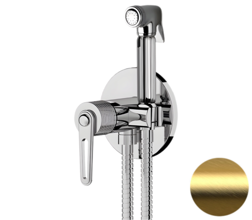 Гигиенический душ со смесителем Daniel BY645DCZDP золото брашированное