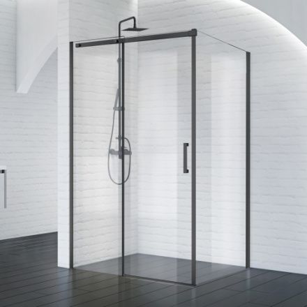 Душевой уголок BelBagno ACQUA ACQUA-AH-1-150/90-C-NERO 150х90 стекло прозрачное профиль черный без поддона