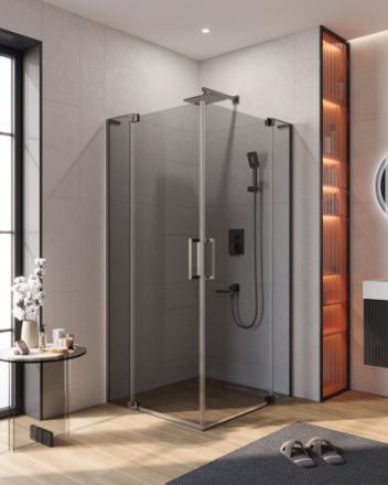 Душевой уголок Cezares SLIDER SLIDER-AH-2-80/90-90/100-GRIGIO-GM 80х90 стекло тонированное профиль оружейная сталь без поддона