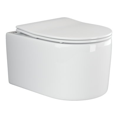 Унитаз подвесной Ceramica Nova MOMENTS CN3003 белый с сиденьем микролифт безободковый душевой смыв