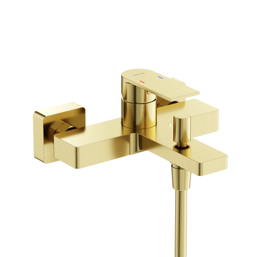 Смеситель для ванны и душа Sancos Studio SC9018BG настенный брашированное золото