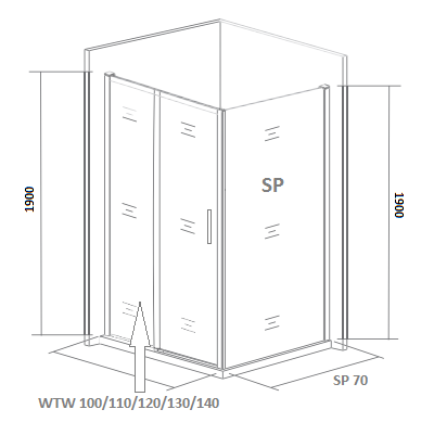 Боковая стенка GOOD DOOR SPIRIT СП00014 70х190 стекло прозрачное профиль хром - фото 4