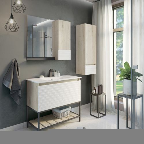 Зеркало-шкаф Comforty Страсбург 00-00006573CF 90х14х80 подвесной цвет дуб дымчатый