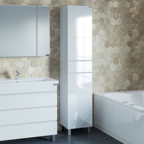 Шкаф-пенал СанТа Марс 700427 40х28х180 напольный цвет белый/янтарный