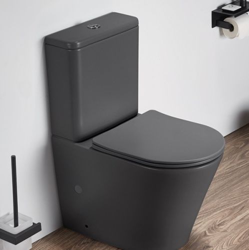 Унитаз напольный с бачком CeramaLux 2179XMDH серый матовый с сиденьем микролифт безободковый каскадный смыв